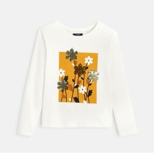 Girls Sequin Floral Long Sleeve Cotton Top Size 14